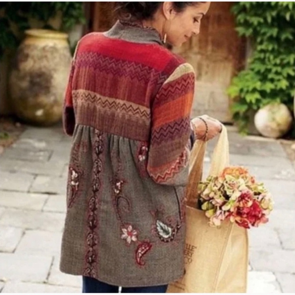 Soft Surroundings Embroidered Kimono Jacket